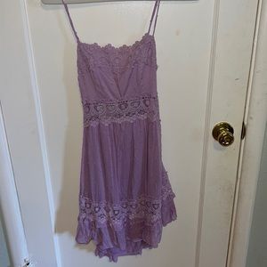 Swiss Dot Purple Dress